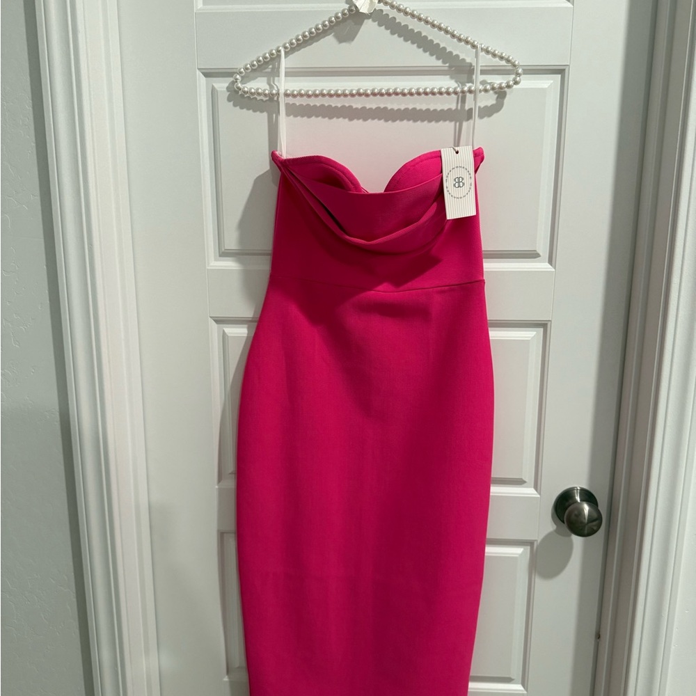 Elegant Pink Strapless Dress